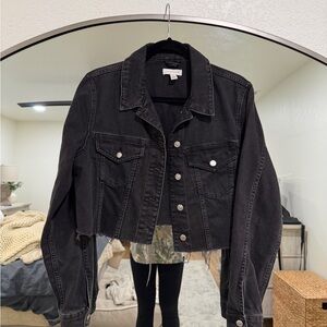 Topshop Black Cropped Denim Jacket